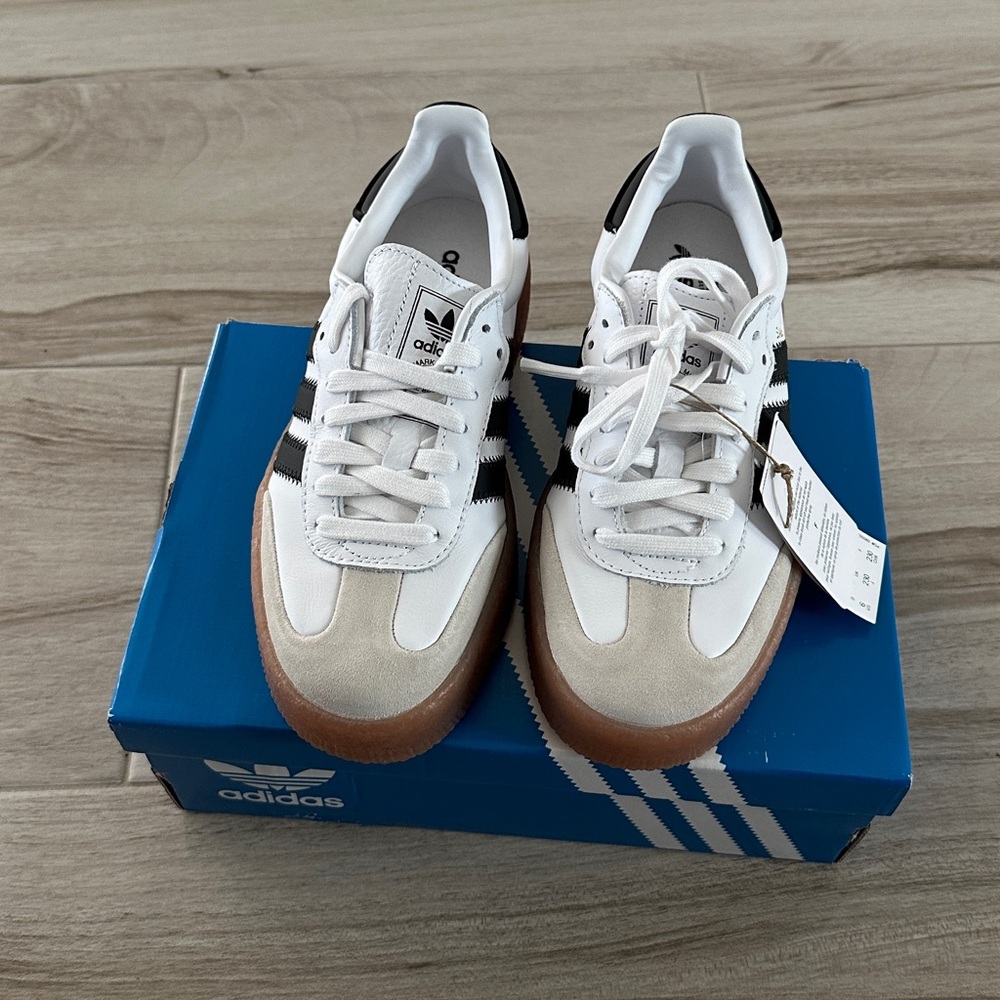 Adidas Samba Originals White Black Gum Sole Sneakers NWT - Picture 4 of 4